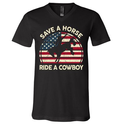 Funny Save A Horse Ride A Cow Horse  Gift V-Neck T-Shirt