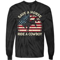 Funny Save A Horse Ride A Cow Horse  Gift Tie-Dye Long Sleeve Shirt