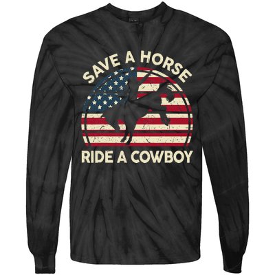 Funny Save A Horse Ride A Cow Horse  Gift Tie-Dye Long Sleeve Shirt