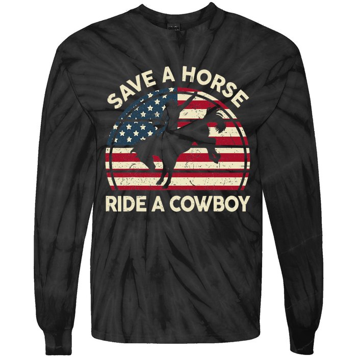 Funny Save A Horse Ride A Cow Horse  Gift Tie-Dye Long Sleeve Shirt