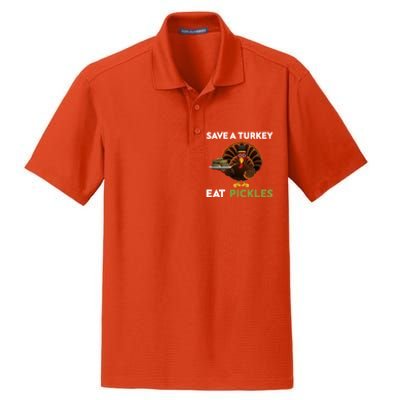 Funny Save A Turkey Eat Pickles Funny Thanksgiving Dry Zone Grid Polo