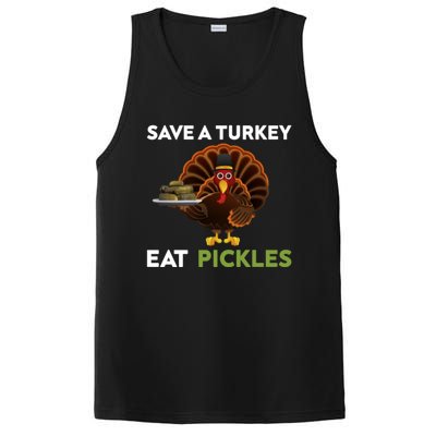 Funny Save A Turkey Eat Pickles Funny Thanksgiving PosiCharge Competitor Tank