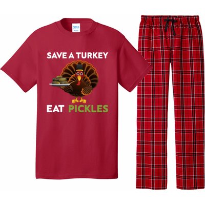 Funny Save A Turkey Eat Pickles Funny Thanksgiving Pajama Set