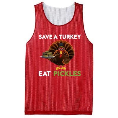 Funny Save A Turkey Eat Pickles Funny Thanksgiving Mesh Reversible Basketball Jersey Tank