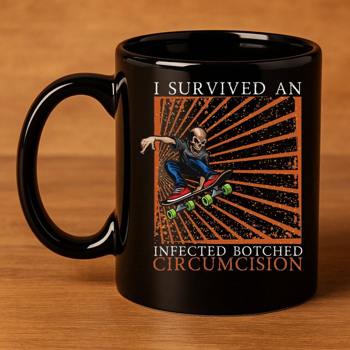 Funny Survived An Infected Botched Circumcision Meme Weird 11oz C Handle Ceramic Mug