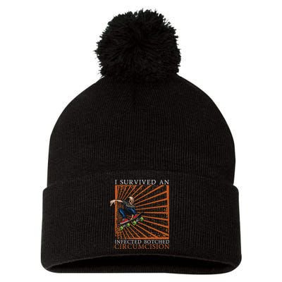 Funny Survived An Infected Botched Circumcision Meme Weird Pom Pom 12in Knit Beanie