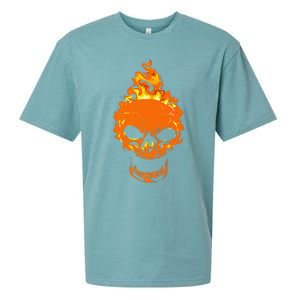 Flaming Skull Awesome Screaming Fire Skull Premium Sueded Cloud Jersey T-Shirt