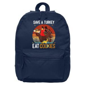 Funny Save A Turkey Eat Cookies Meme Thanksgiving Costume Turkey Day Shirts 16 in Basic Backpack