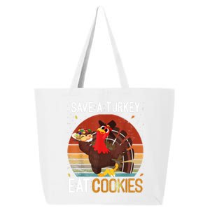 Funny Save A Turkey Eat Cookies Meme Thanksgiving Costume Turkey Day Shirts 25L Jumbo Tote