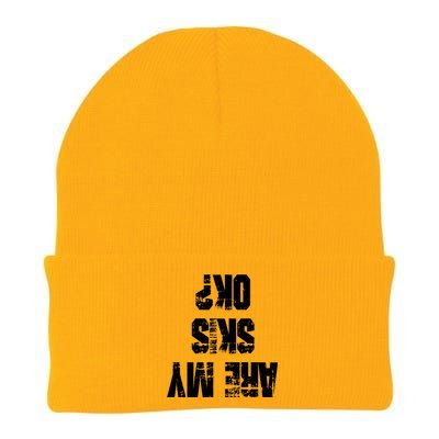 Funny Skiing Are My Skis Ok? Gift Knit Cap Winter Beanie