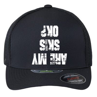 Funny Skiing Are My Skis Ok? Gift Flexfit Unipanel Trucker Cap