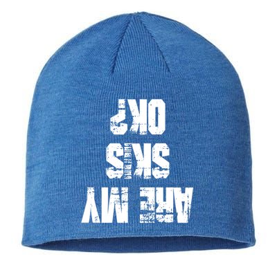 Funny Skiing Are My Skis Ok? Gift Sustainable Beanie