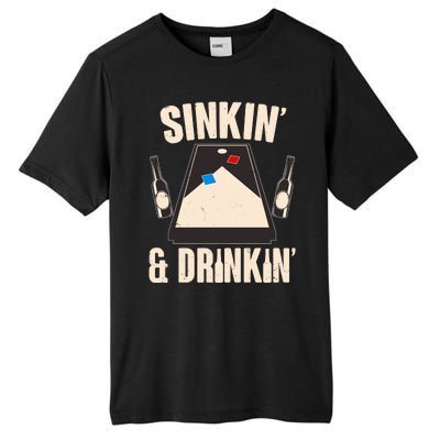 Funny Sinkin And Drinkin Cornhole Game Tall Fusion ChromaSoft Performance T-Shirt