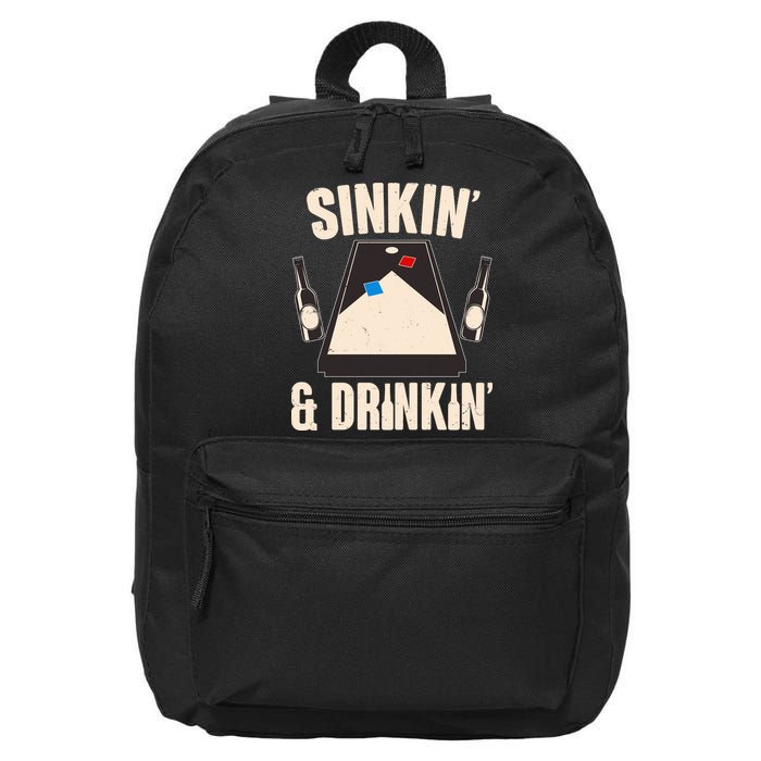 Funny Sinkin And Drinkin Cornhole Game 16 in Basic Backpack