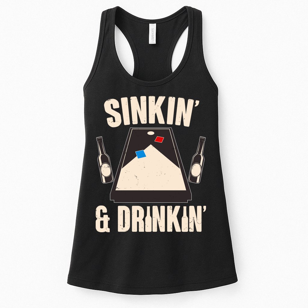 Funny Sinkin And Drinkin Cornhole Game Womens Tank Top