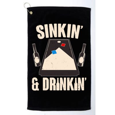 Funny Sinkin And Drinkin Cornhole Game Golf Towel
