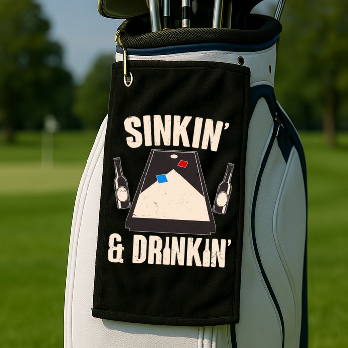 Funny Sinkin And Drinkin Cornhole Game Golf Towel