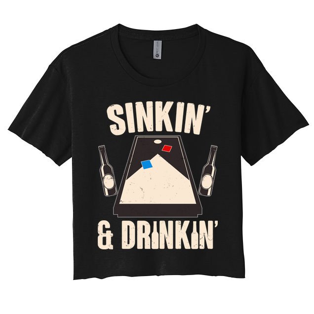 Funny Sinkin And Drinkin Cornhole Game Crop Top