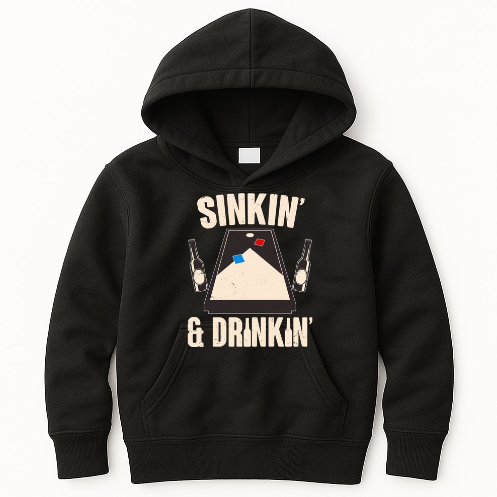 Funny Sinkin And Drinkin Cornhole Game Kids Hoodie