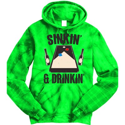 Funny Sinkin And Drinkin Cornhole Game Tie Dye Hoodie