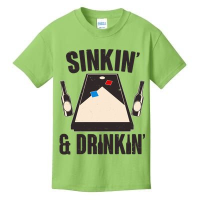 Funny Sinkin And Drinkin Cornhole Game Kids T-Shirt