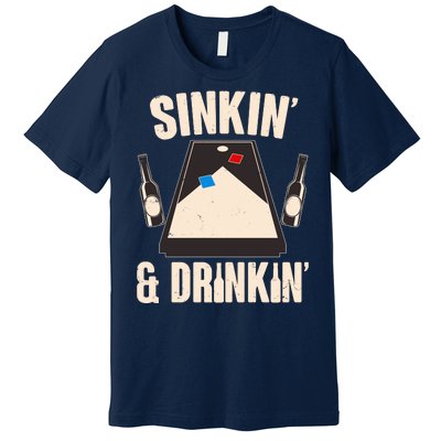 Funny Sinkin And Drinkin Cornhole Game Premium T-Shirt