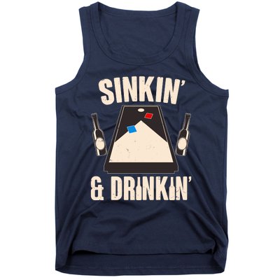 Funny Sinkin And Drinkin Cornhole Game Tank Top