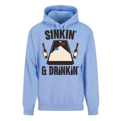 Funny Sinkin And Drinkin Cornhole Game Unisex Surf Hoodie