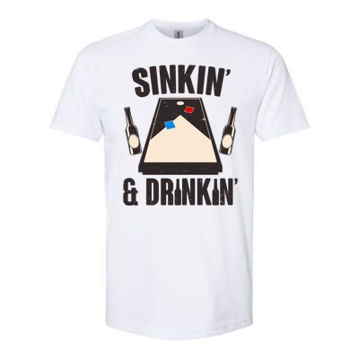 Funny Sinkin And Drinkin Cornhole Game Softstyle CVC T-Shirt