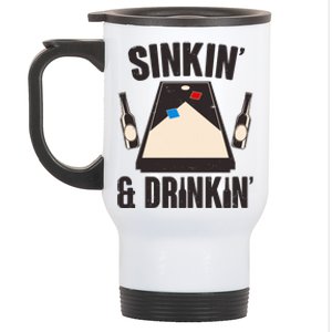 Funny Sinkin And Drinkin Cornhole Game Stainless Steel Travel Mug