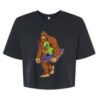 Funny Spaceship Alien Bigfoot Sasquatch UFO Extraterrestrial Bella+Canvas Jersey Crop Tee