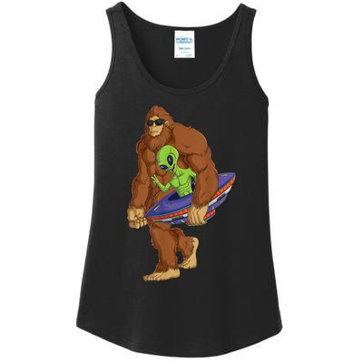 Funny Spaceship Alien Bigfoot Sasquatch UFO Extraterrestrial Ladies Essential Tank