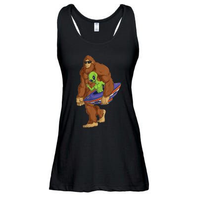 Funny Spaceship Alien Bigfoot Sasquatch UFO Extraterrestrial Ladies Essential Flowy Tank