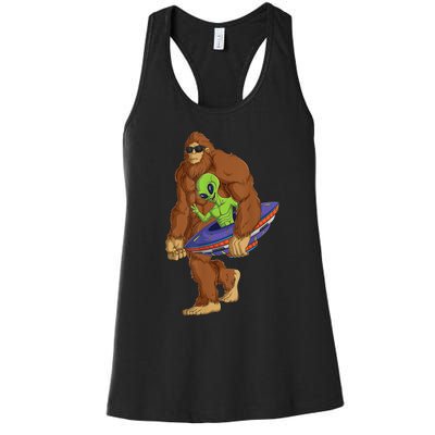 Funny Spaceship Alien Bigfoot Sasquatch UFO Extraterrestrial Women's Racerback Tank