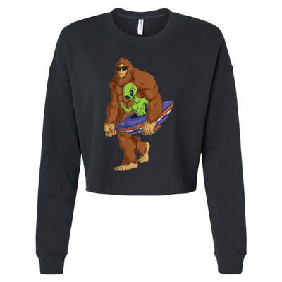 Funny Spaceship Alien Bigfoot Sasquatch UFO Extraterrestrial Cropped Pullover Crew