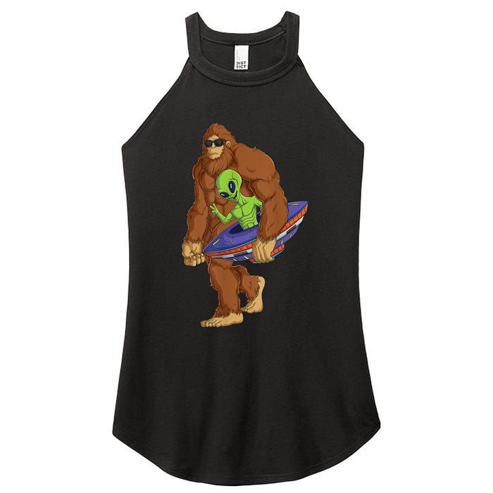 Funny Spaceship Alien Bigfoot Sasquatch UFO Extraterrestrial Women's Perfect Tri Rocker Tank