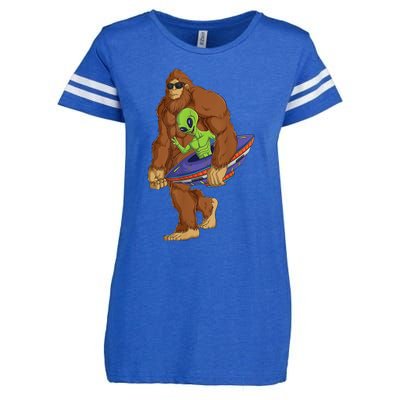 Funny Spaceship Alien Bigfoot Sasquatch UFO Extraterrestrial Enza Ladies Jersey Football T-Shirt