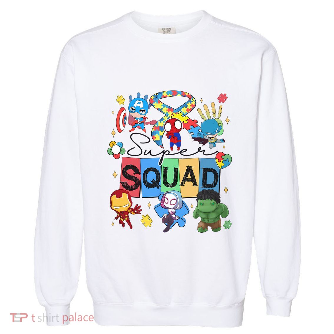 Funny Superhero Autism Super Squad Garment-Dyed Sweatshirt