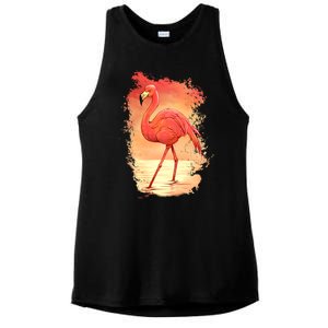 Flamingo Sunset Art Ladies PosiCharge Tri-Blend Wicking Tank