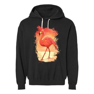Flamingo Sunset Art Garment-Dyed Fleece Hoodie