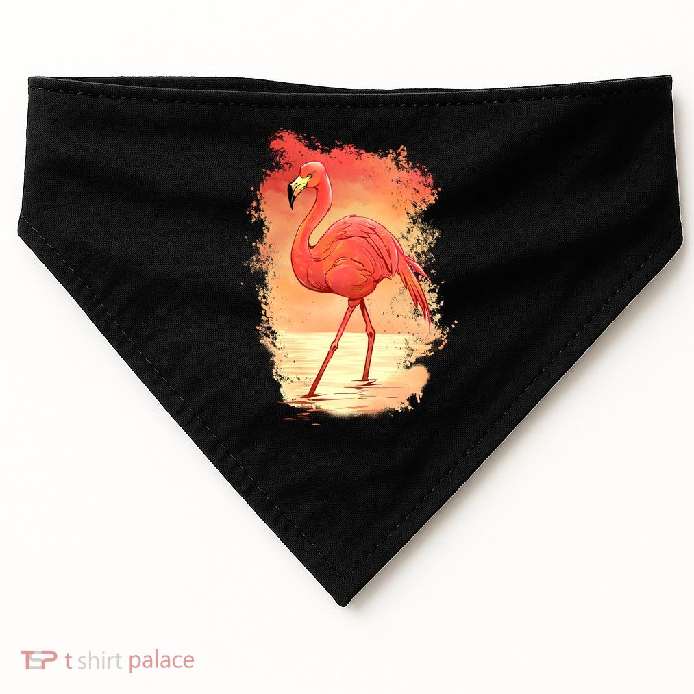 Flamingo Sunset Art USA-Made Doggie Bandana
