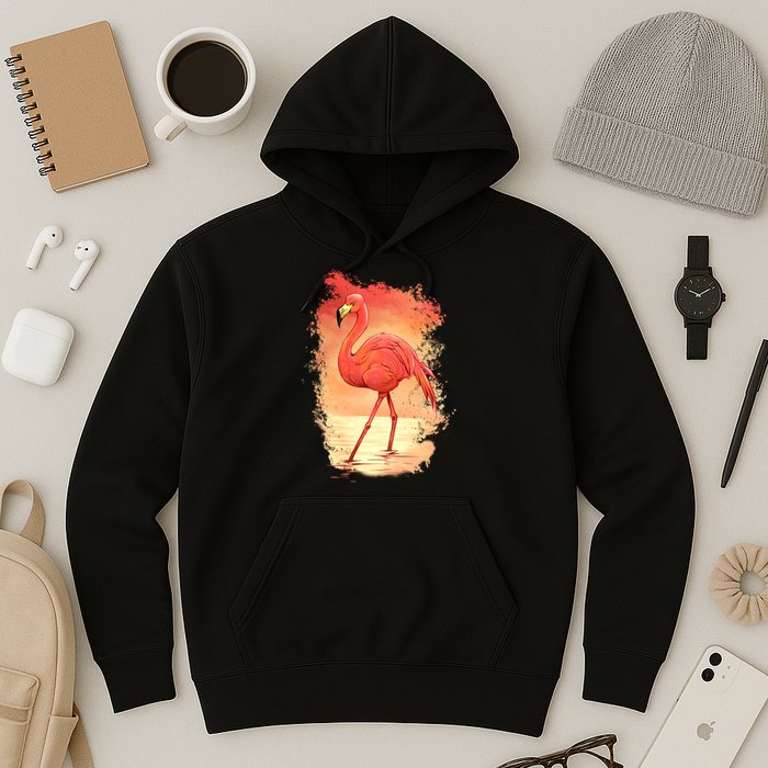 Flamingo Sunset Art Hoodie