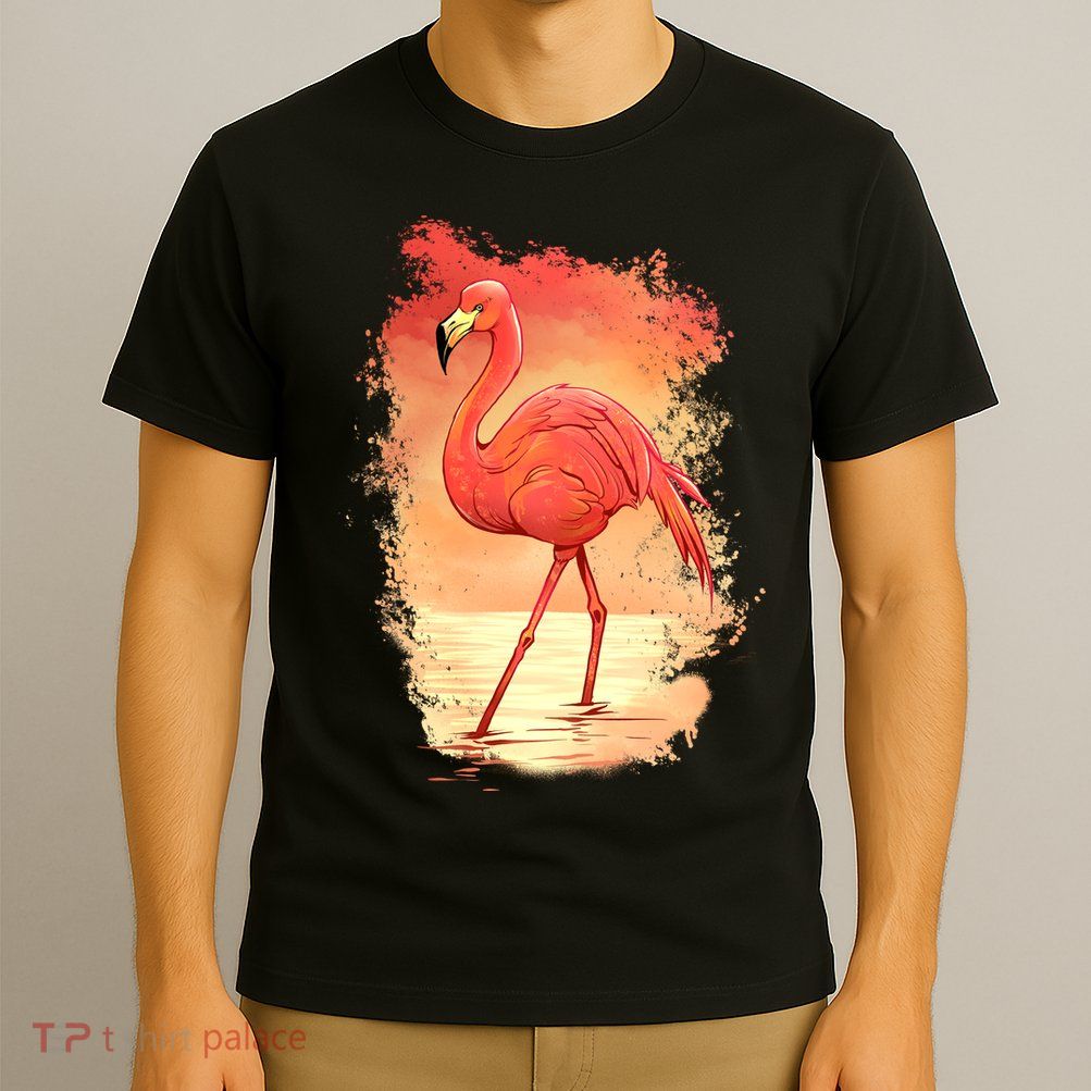 Flamingo Sunset Art T-Shirt