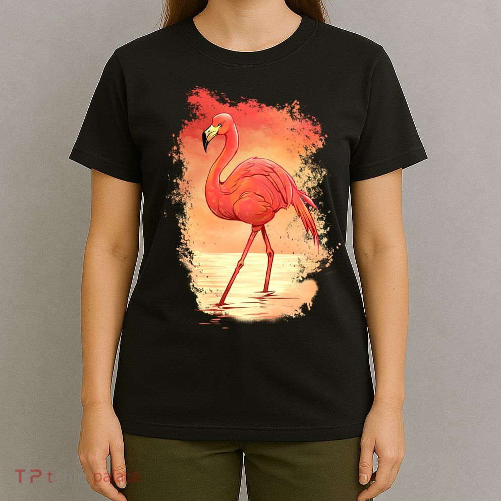 Flamingo Sunset Art T-Shirt