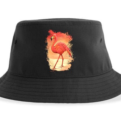 Flamingo Sunset Art Sustainable Bucket Hat