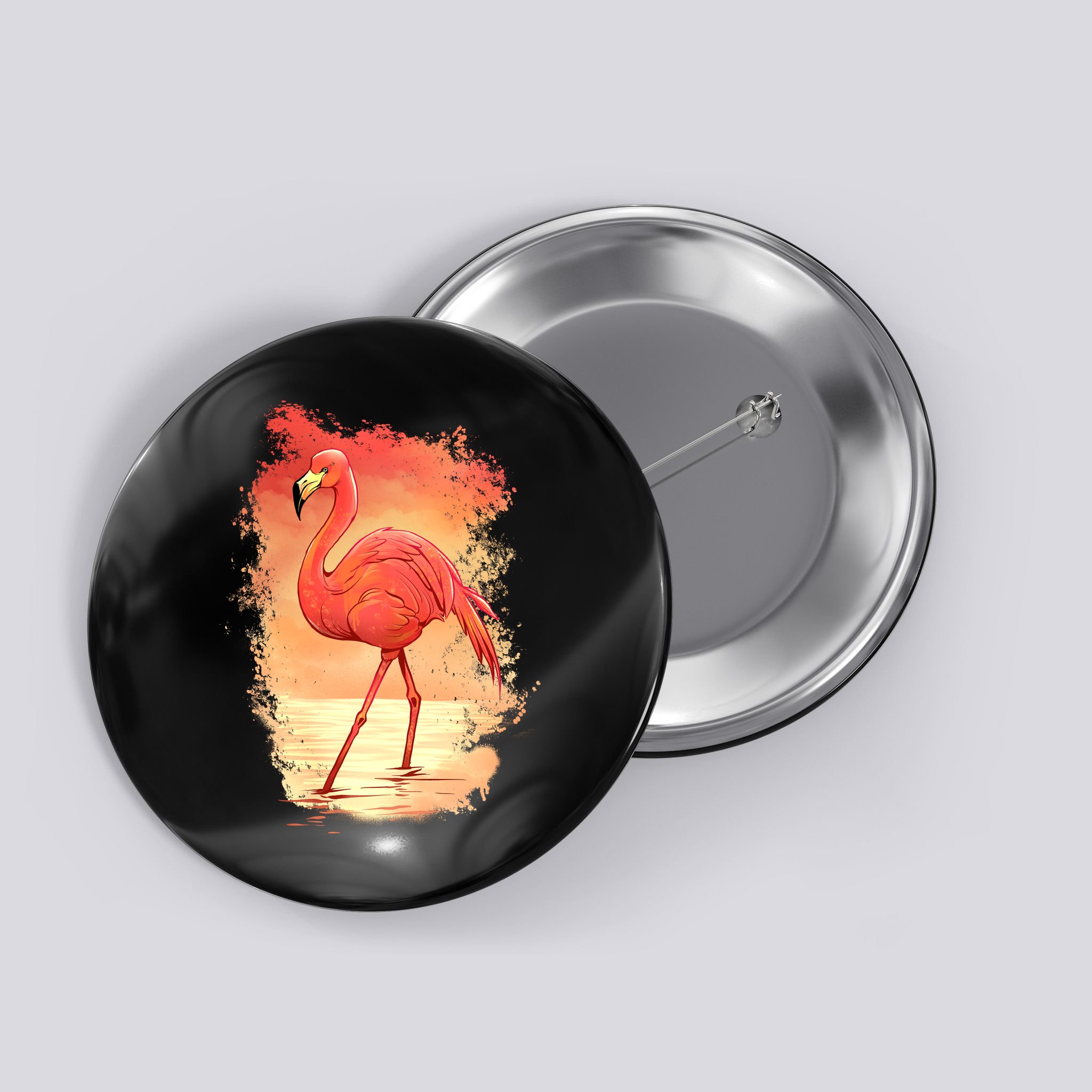 Flamingo Sunset Art Button