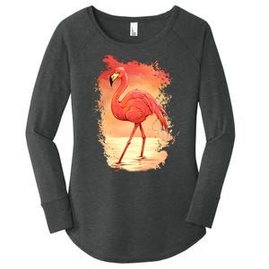 Flamingo Sunset Art Women's Perfect Tri Tunic Long Sleeve Shirt