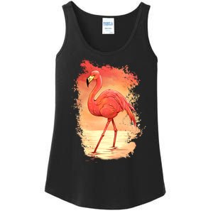 Flamingo Sunset Art Ladies Essential Tank