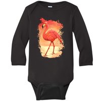 Flamingo Sunset Art Baby Long Sleeve Bodysuit