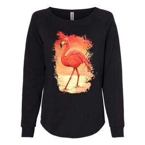 Flamingo Sunset Art Womens California Wash Sweatshirt